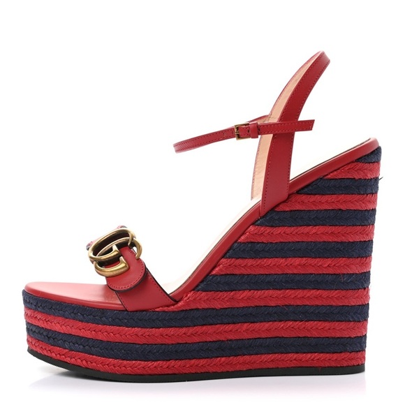 GUCCI Lifford Calfskin Aitana Espadrille Platform in Hibiscus Red Sz. IT39 US9 - Picture 4 of 17